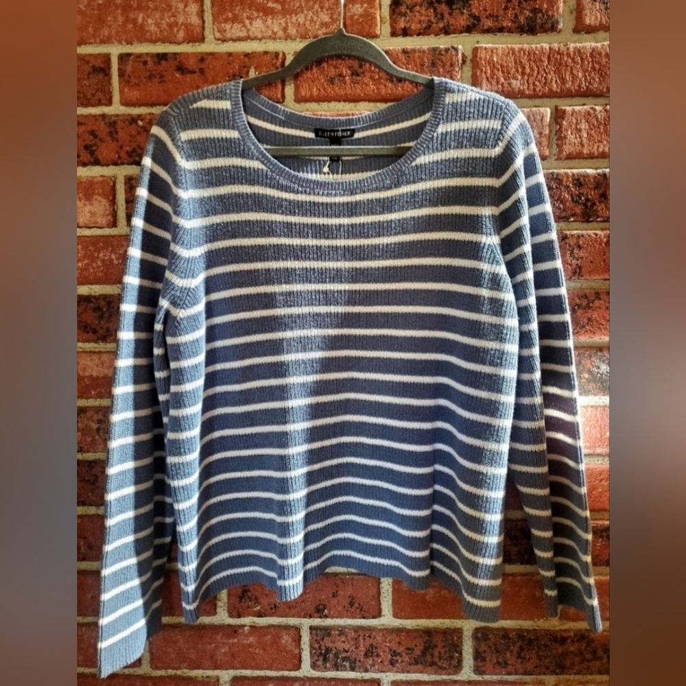 Eileen Fisher Nwt Blue and White Striped Sweater
